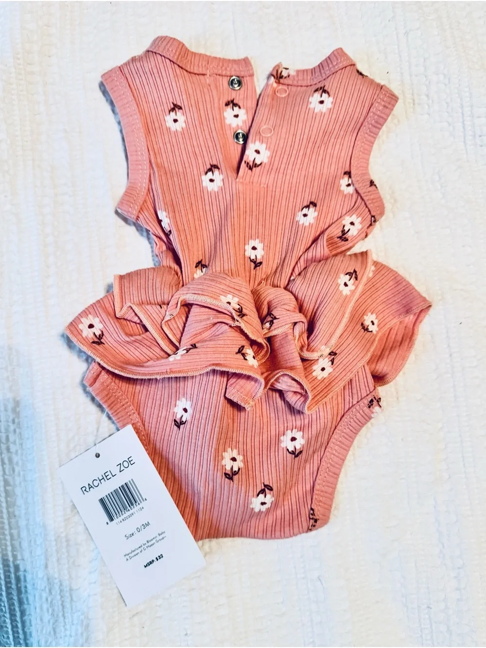 Rachel Zoe Baby Girl Floral Ruffle Romper & Headband 0-3M NWT